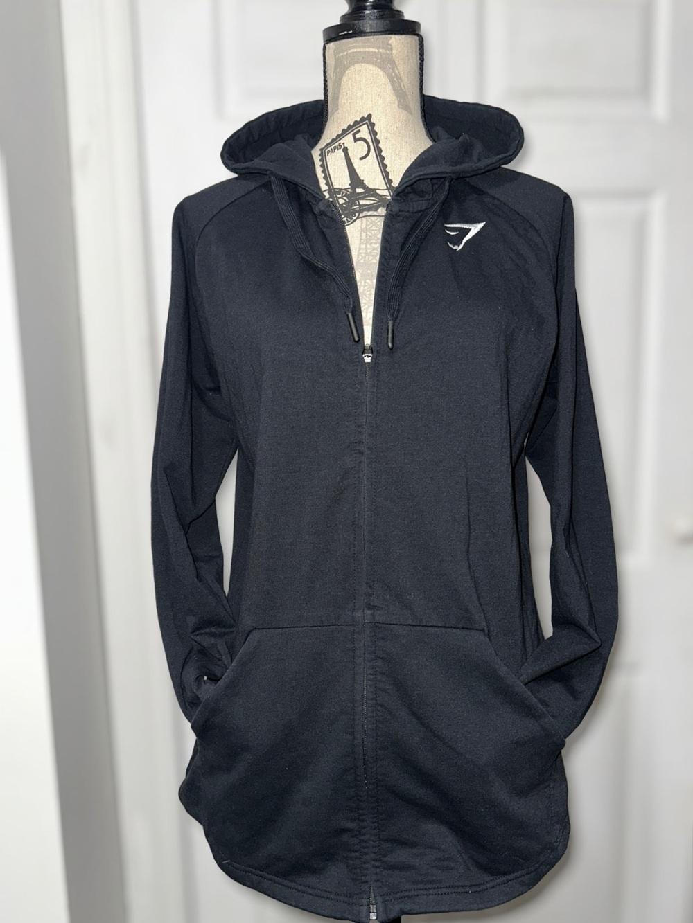 Gymshark Black Zip Hoodie with Logo